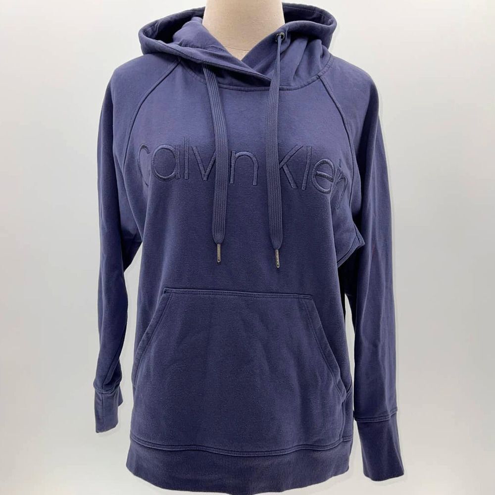 Calvin Klein Navy Embroidered Logo Hoodie - Women's